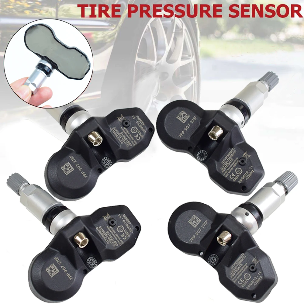 4Pcs Tire Pressure Monitoring System (TPMS) Sensor 7PP907275F 7PP907275 433Mhz For Audi A4 A6 A8 Q7 R8 Volkswagen 7PP907275D | Автомобили