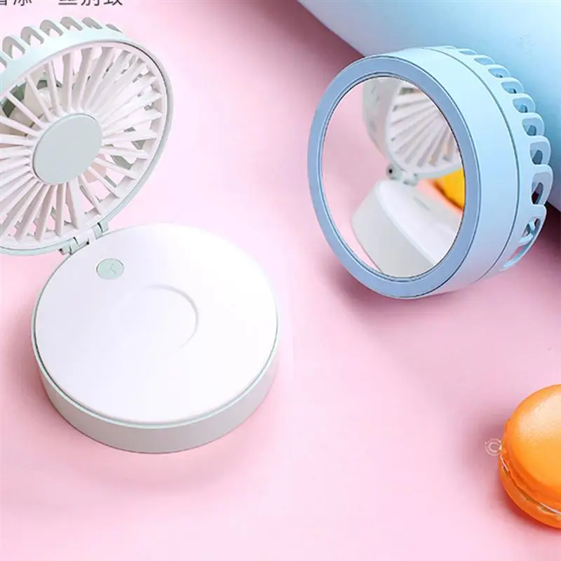 Зеркало для макияжа мини USB зарядка Многофункциональный Складной вентилятор