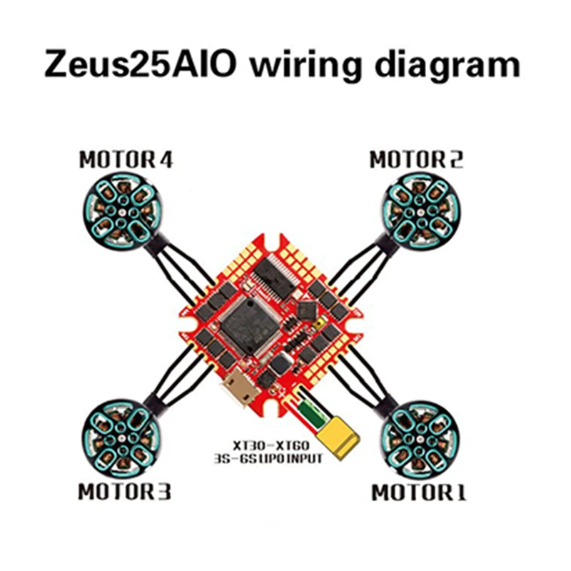 

HGLRC Zeus25 AIO M2 3-6S F722 Flight Controller 25A BLHeli_32 4IN1 ESC for RC FPV Racing Drone RC FPV Racing Drone RC Quadcopter