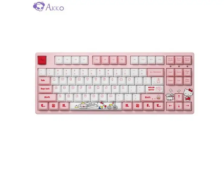 

Original AKKO 3087 v2 Pink Kitty Cat Wired Mechanical Gaming Keyboard cherry/akko Switch 87 Keys PBT Type-C Cable