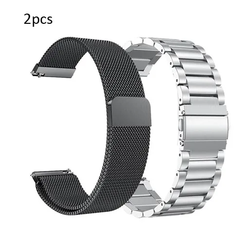 black-m silver-s Металлический ремешок из нержавеющей стали для Amazfit GTR 47 для Xiaomi Huami Amazfit Stratos 2 2S Ремешок для браслета ремешок для умных часов - Цвет ремешка: black-m silver-s