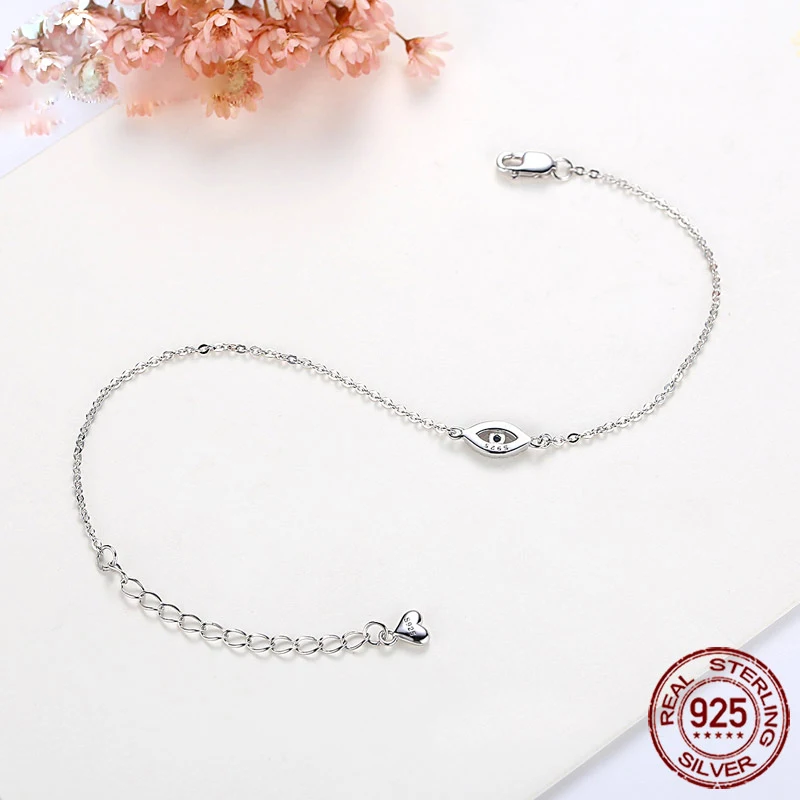 Браслет TONGZHE Fashion из 925 серебра с кубическим цирконием, мотивом сглаза и символом удачи в турецком стиле для пары и женщин, 3 цвета.