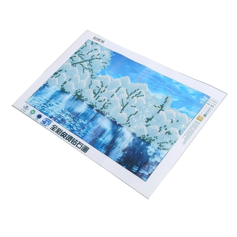 Набор алмазной вышивки крестом 40*30 см снежный зимний пейзаж озеро (белое снежное