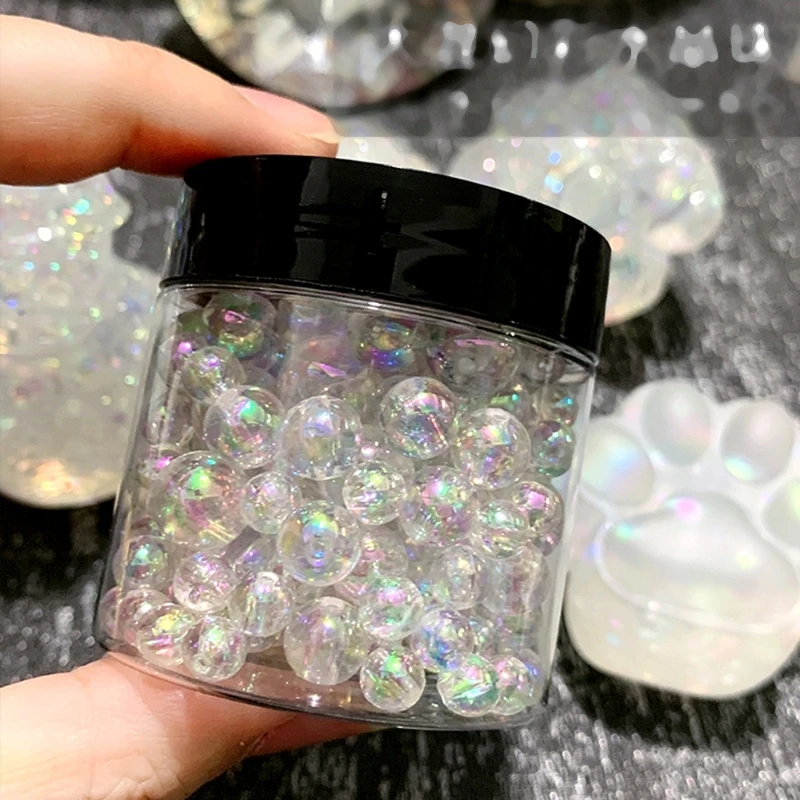 

1 Box Mixed Clear Bubble Ball Beads Resin Filler 3-8mm Rainbow Aurora Beads Epoxy Mold Jewelry Fillings Resin Art Crafts