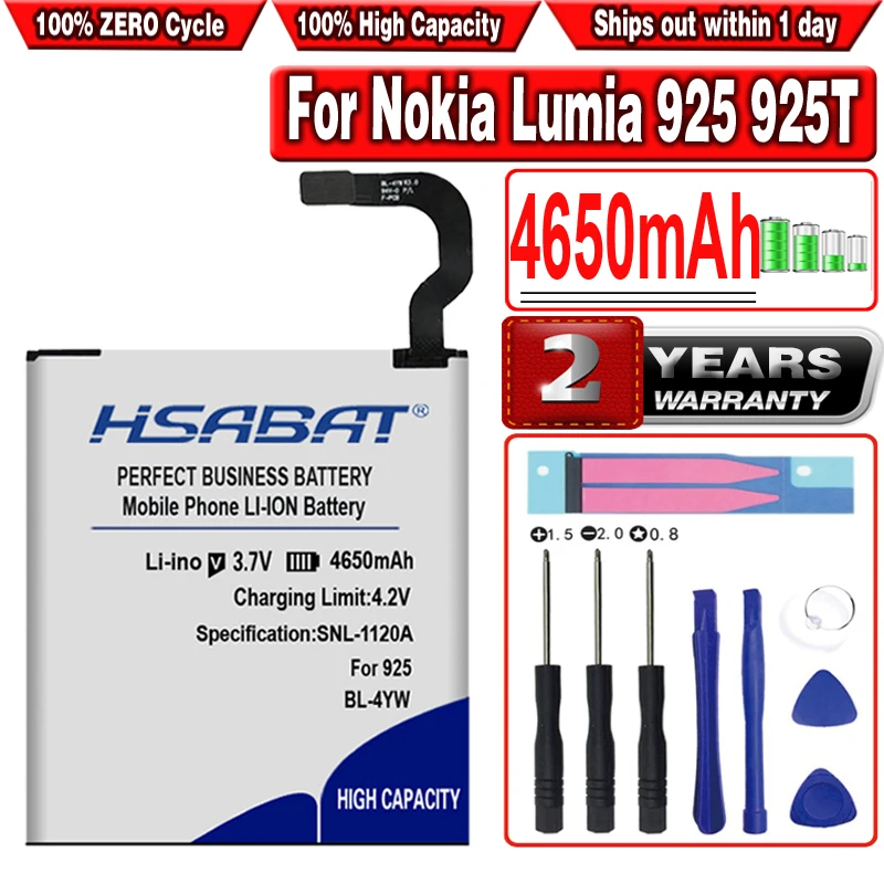 Аккумулятор HSABAT BL 4YW BL4YW 4650mAh для Nokia Lumia 925 925T батарейки Бесплатная доставка|battery