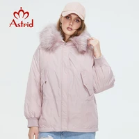 astrid 2021 winter womens parkas oversize thick cotton warm jackets female coats with hooded real fur loose short outerwear