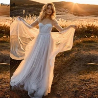 thinyfull full sleeves gray country wedding dresses illusion backlss tulle beach a line bridal gowns boho cheap vestidos novia