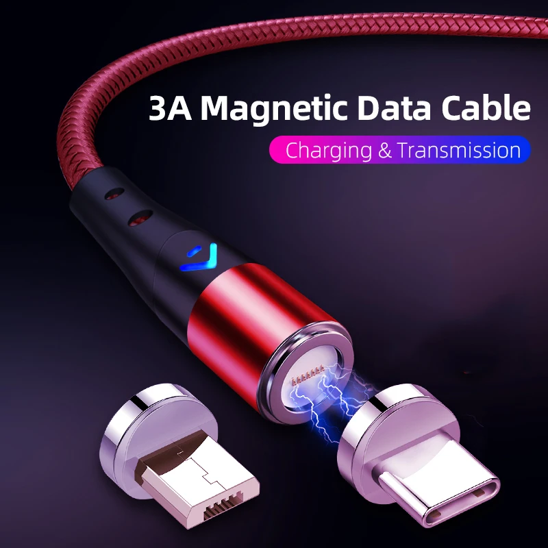 Магнитный кабель для передачи данных 3 А 1 м USB типа C быстрой зарядки передача два