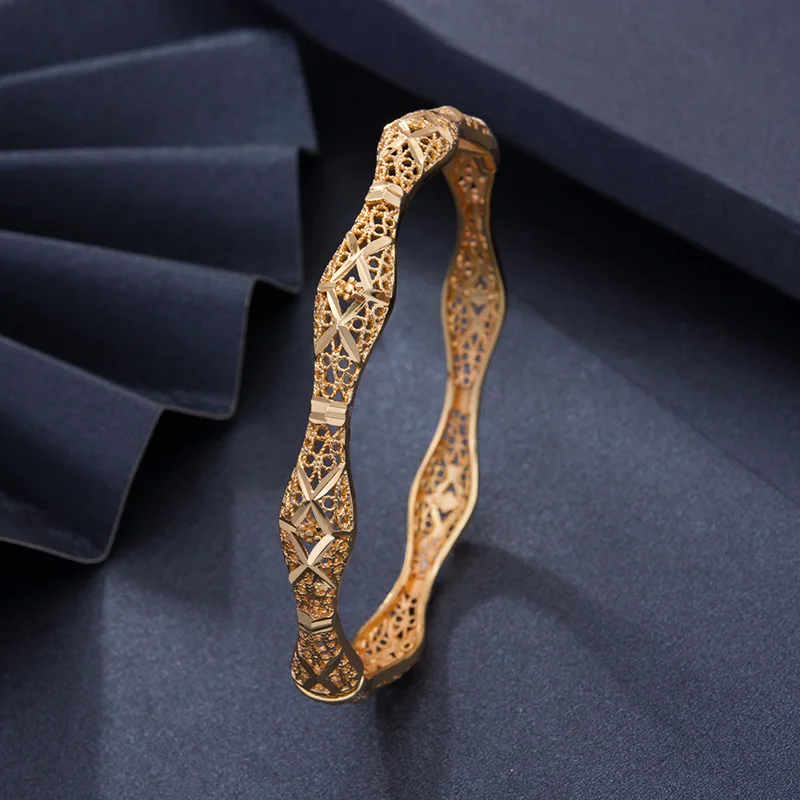 

Wando 1Pcs/lot Gold Color Bangles Women Men African Jewelry Arab Middle Eastern Ornaments Dubai Wedding Gift Bracelets