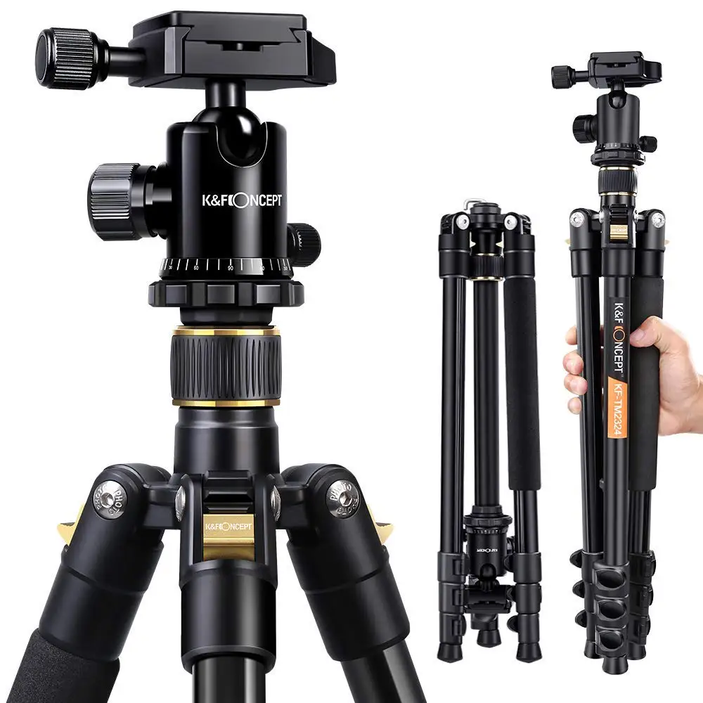 

K&F Concept Camera Tripod Lightweight Compact Aluminum Tripod 62'' with 360 Panorama Ball Head Quick Release Plate For DSLR SLR