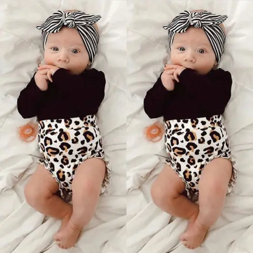 3 шт. одежда с леопардовым рисунком для новорожденных девочек комбинезон штаны