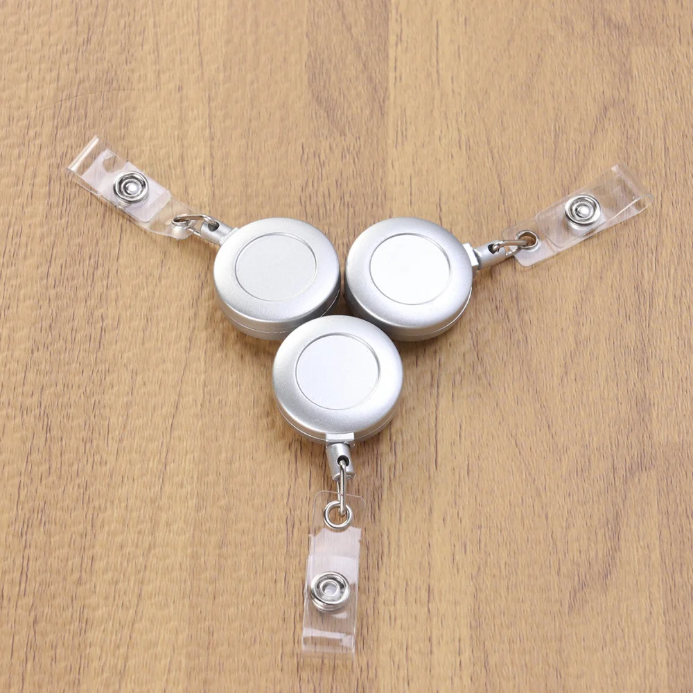 

3PCS Retractable Badge Holder Heavy Duty Silver ID Badge Holder Reel Clip for Men Nurse Officer