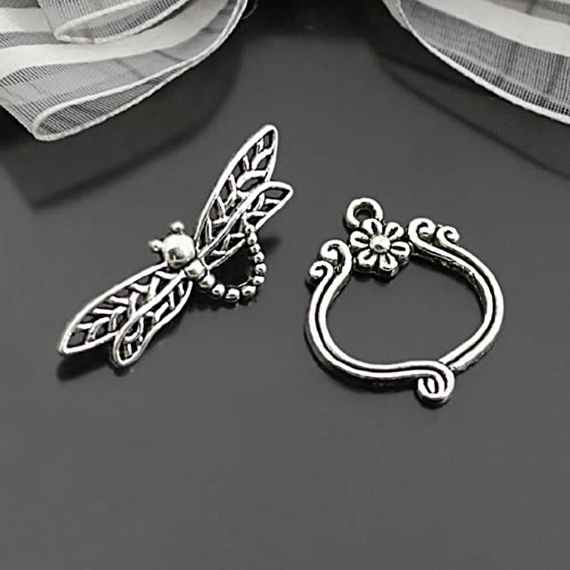 

10 Sets Zinc Alloy Dragonfly Triangle Grape Leaf Hummingbird OT Bracelet Toggle Clasps Diy Accessories Jewelry Making Supplies