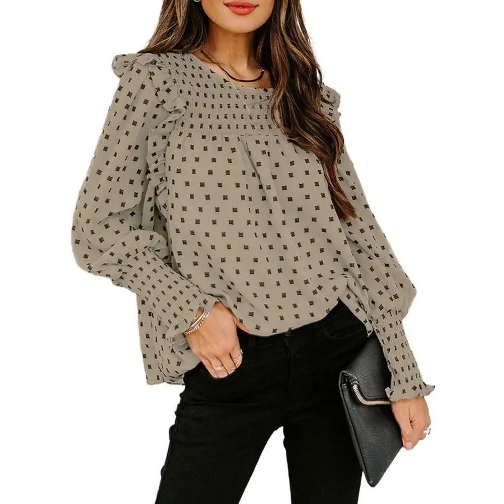 

Spring Elegant Women Blouse Geometric Print Loose Commute Long Sleeve Fashion Shirt Blouse Top Women 2022 Daily Wear Blusa