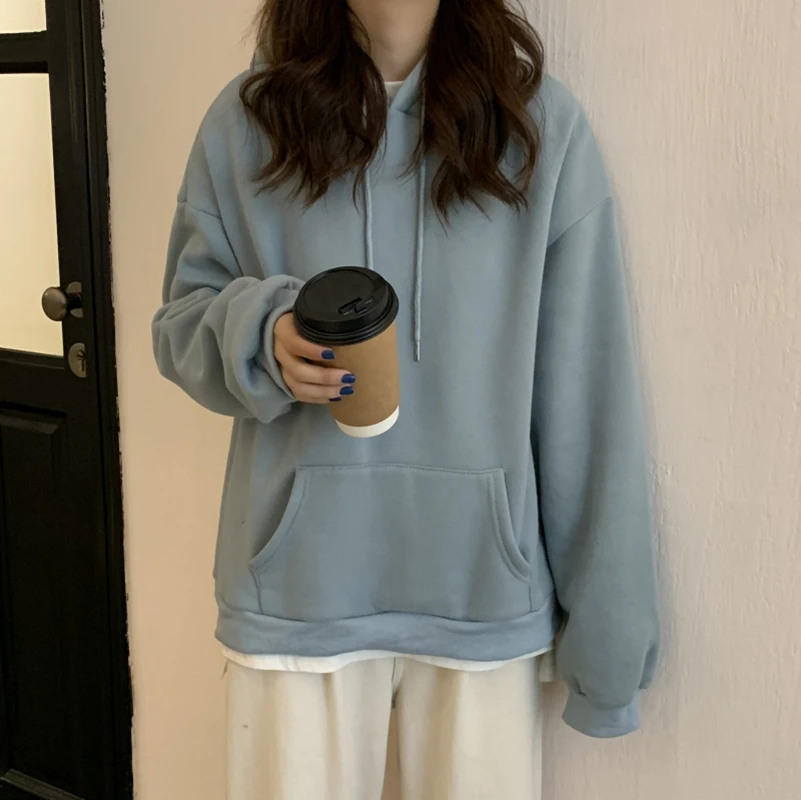 

Women Autumn Winter Fleece Hoodies Sweatshirt Casual Loose Pocket Tracksuit Female Long Sleeve Oversized Pullovers Sportswear
