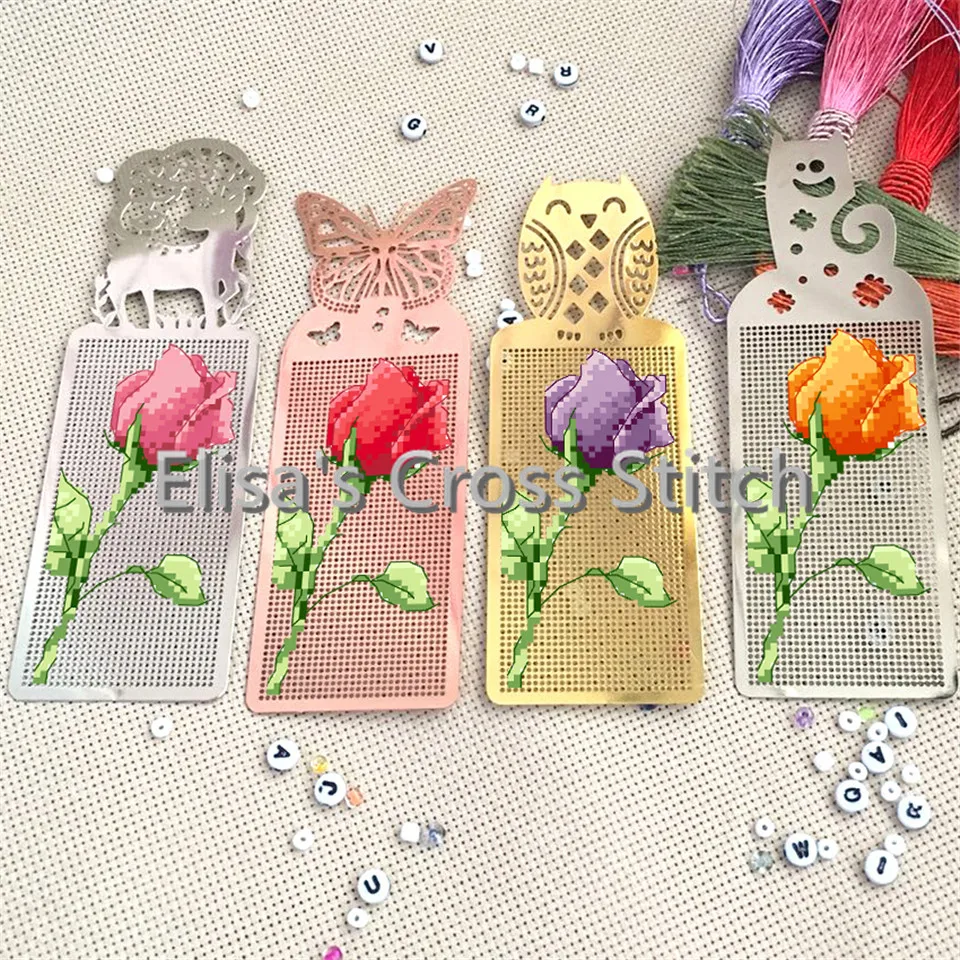 

DIYCraft Stich Cross Stitch Bookmark Metal Silver Golden Needlework Embroidery Crafts Counted China Technology Kit Pansy