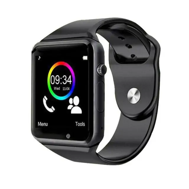black Наручные часы A1 Bluetooth Смарт-часы мужские спортивные Шагомер с сим-камерой Smartwatch для Android смартфона России хороший PK DZ09 - Цвет: black