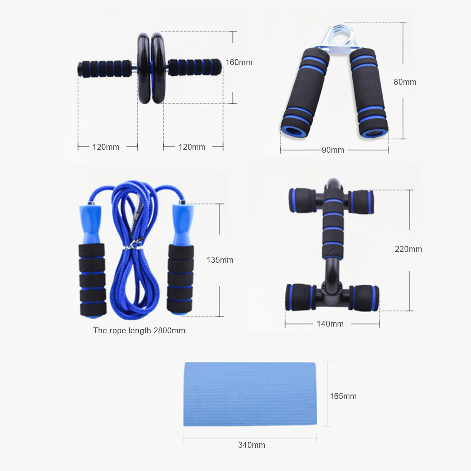 

7PCS Power Roller Men's Sports Equipment Professional Household Abdominal Fitness Roller Workout Push Up Frame Jump Rope