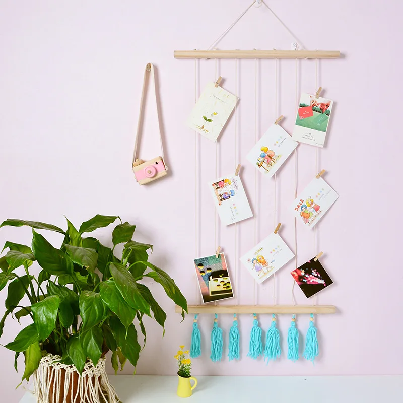 Скандинавский стиль ручной работы DIY фото дисплей деревянная палка подвесная