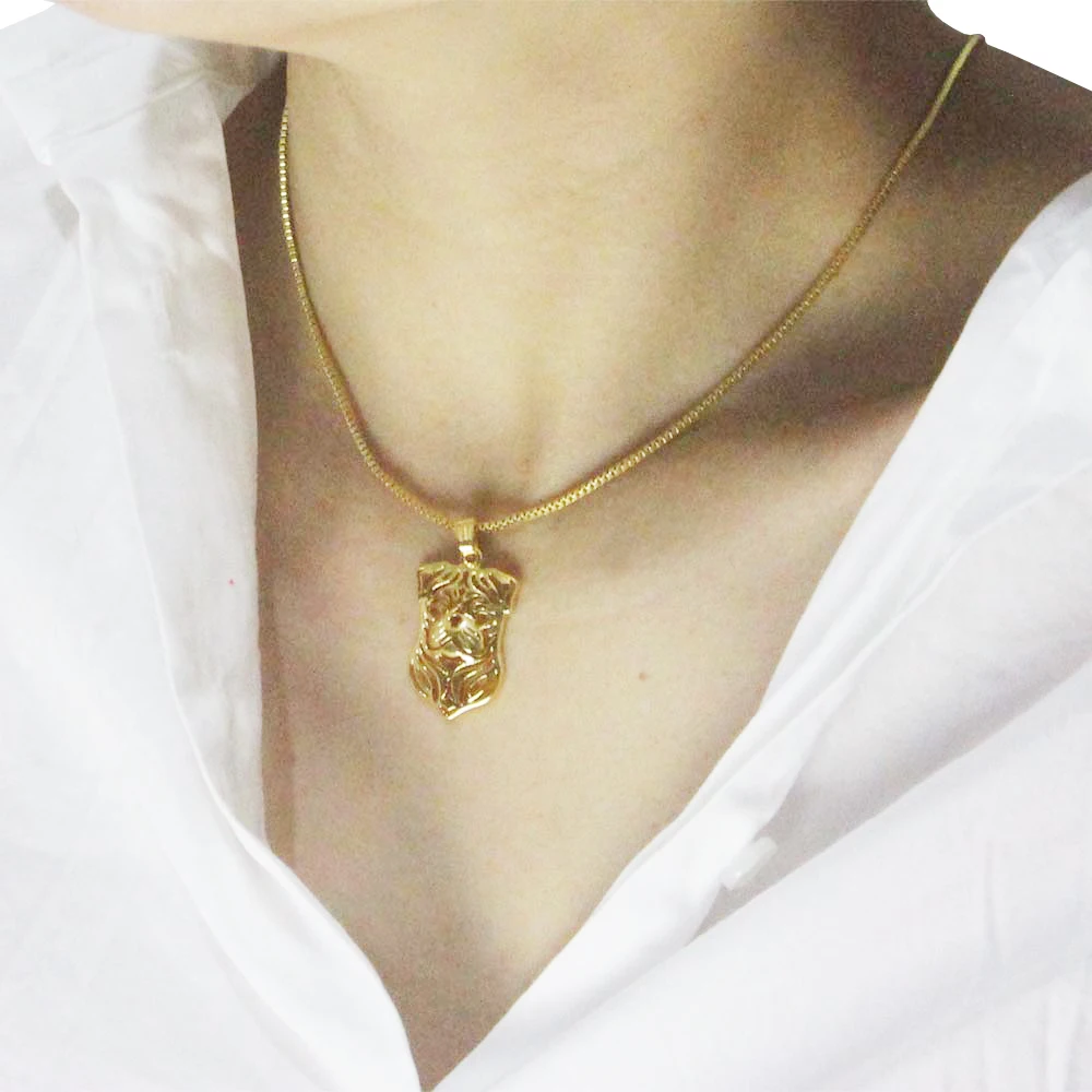 Кулон в виде мопса золотистого цвета ожерелье для любителей домашних животных