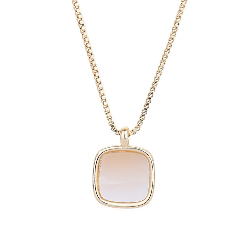 

925 Sterling Silver Necklace Square Stone Black RounShape Necklace Fashion Circle Shape Sterling Silver Jewelry Round Necklace