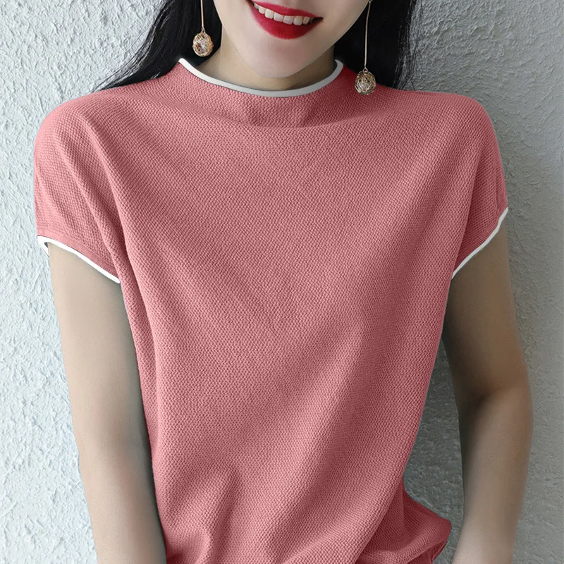 

2021 Turtleneck Sweater Women Sweaters And Pullovers 100% Cotton Health Female Pullover Women Knitted Summer Jumpers Tops