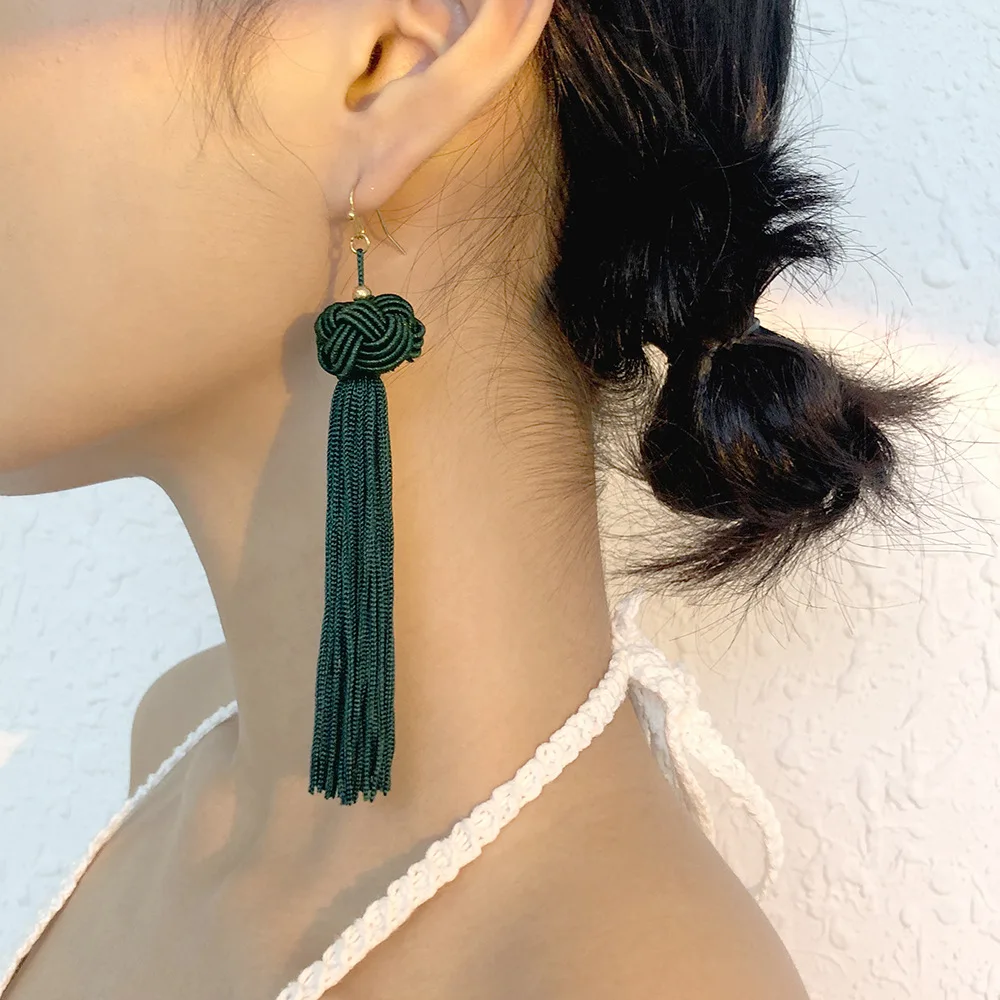 

Earrings Women Long Fringe Earrings Bohemian Vacation Style Earrings Elegant Woven Cotton Thread Earrings Earrings Trendy 2021