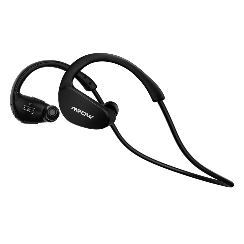 Black Mpow Bluetooth 4,1 наушники для защиты от пота спортивные наушники HiFi стерео Беспроводной наушники С микрофоном для iPhone X/8/7/6 huawei - Цвет: Black