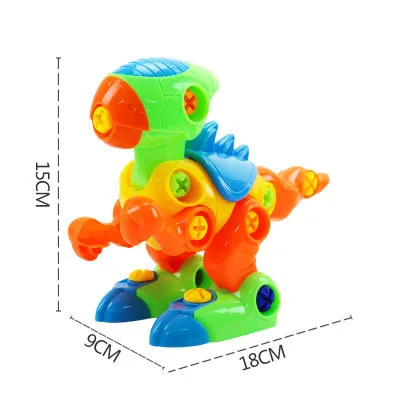 Dinosaur 24 стиля завинчивание разборки Блоки Игрушки из орехового дерева DIY мотоциклетный прицеп моделирование строительные игрушки для детей Подарки - Цвет: Dinosaur