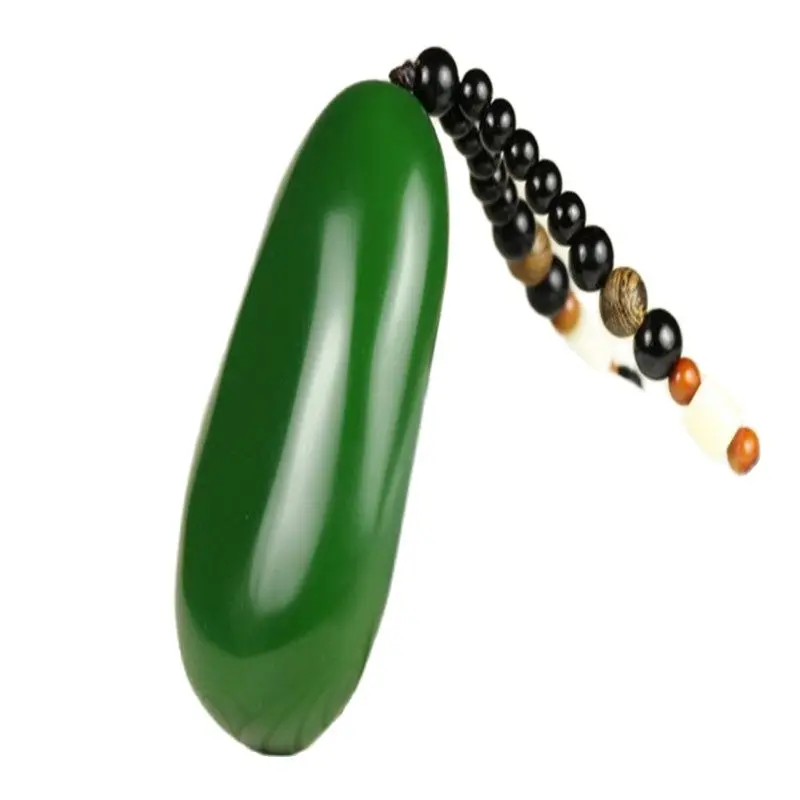 

Chinese Handmade Jasper Spinach Green Raw Stone Jade Hanging Pendant