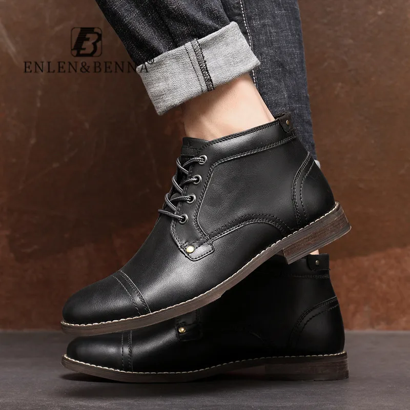 

Leather Shoes Men British Military Boots Men Winter Warm High Quality Luxury Vintage Ankle Boots Shoes Men Snow Plus Size 48