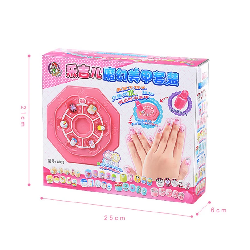 

Children Pretend Nail Makeup Toy Girl Play House Makeup DIY Fake Nail Patch Manicure Set Toys Fairy Dress Up Game For Girl Gift
