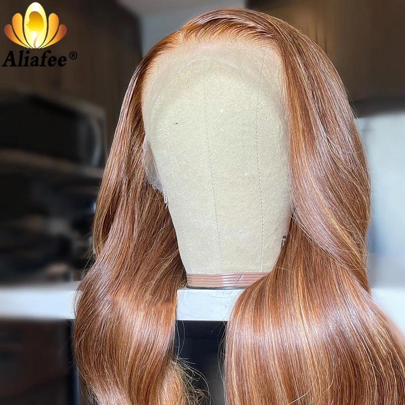 Прозрачные 13x6 коричневые выделяющиеся Цветные Волнистые парики предварительно