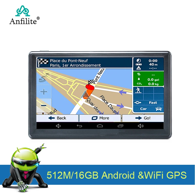 Автомобильный GPS навигатор Anfilite 7 дюймов 800*480 512 М 16 ГБ Android 4.4.2 Wi Fi MT8127A