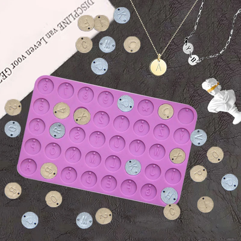 

DIY Letter Number Round Discs Mold Alphabet Bead Bracelet Necklace Jewelry Making Initial Letter Round Pendant Resin Mould