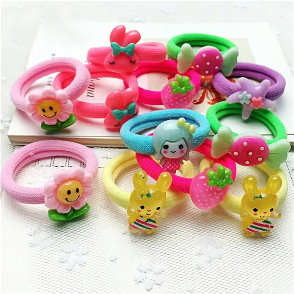 

Fashion 10pcs/lot Candy Colored Quality Elastic Cartoon Ponytail Holders Accessories Girl Women Rubber Bands Tie Gum(Mix Color)