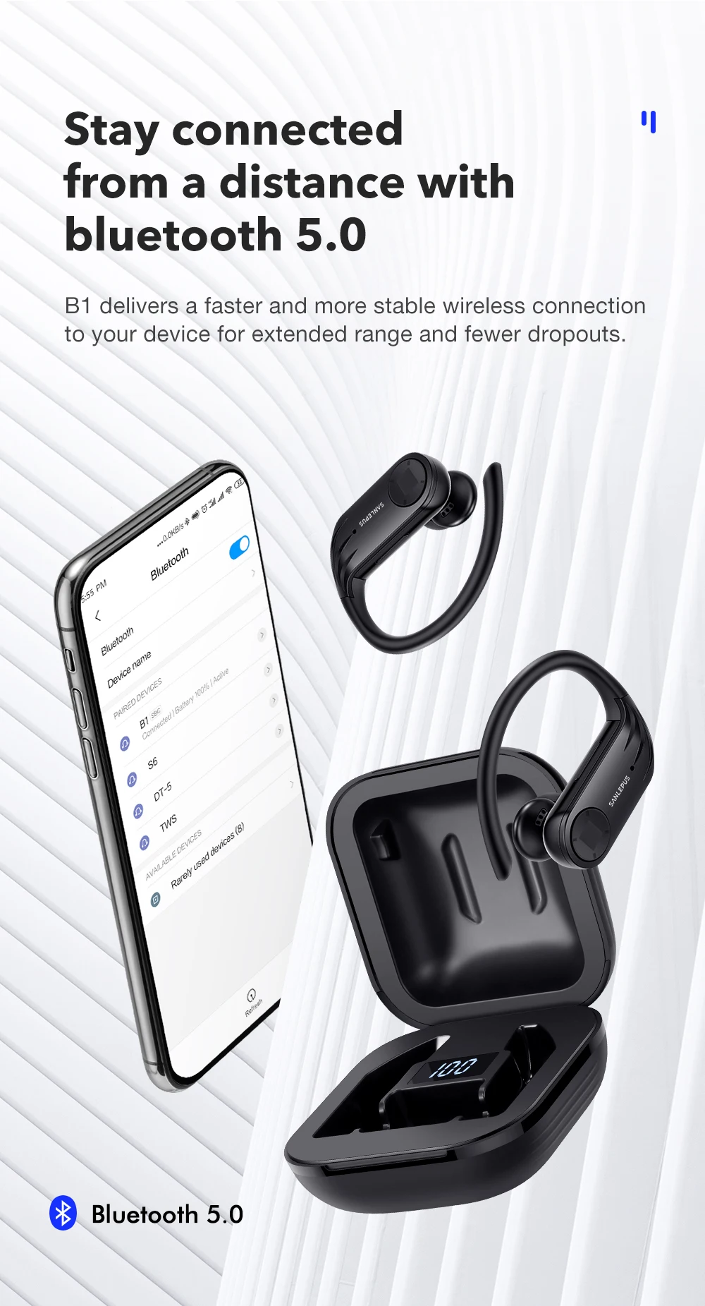 SANLEPUS беспроводные наушники Bluetooth 5,0 TWS светодиодный дисплей гарнитура с микрофоном стерео наушники для всех телефонов Xiaomi