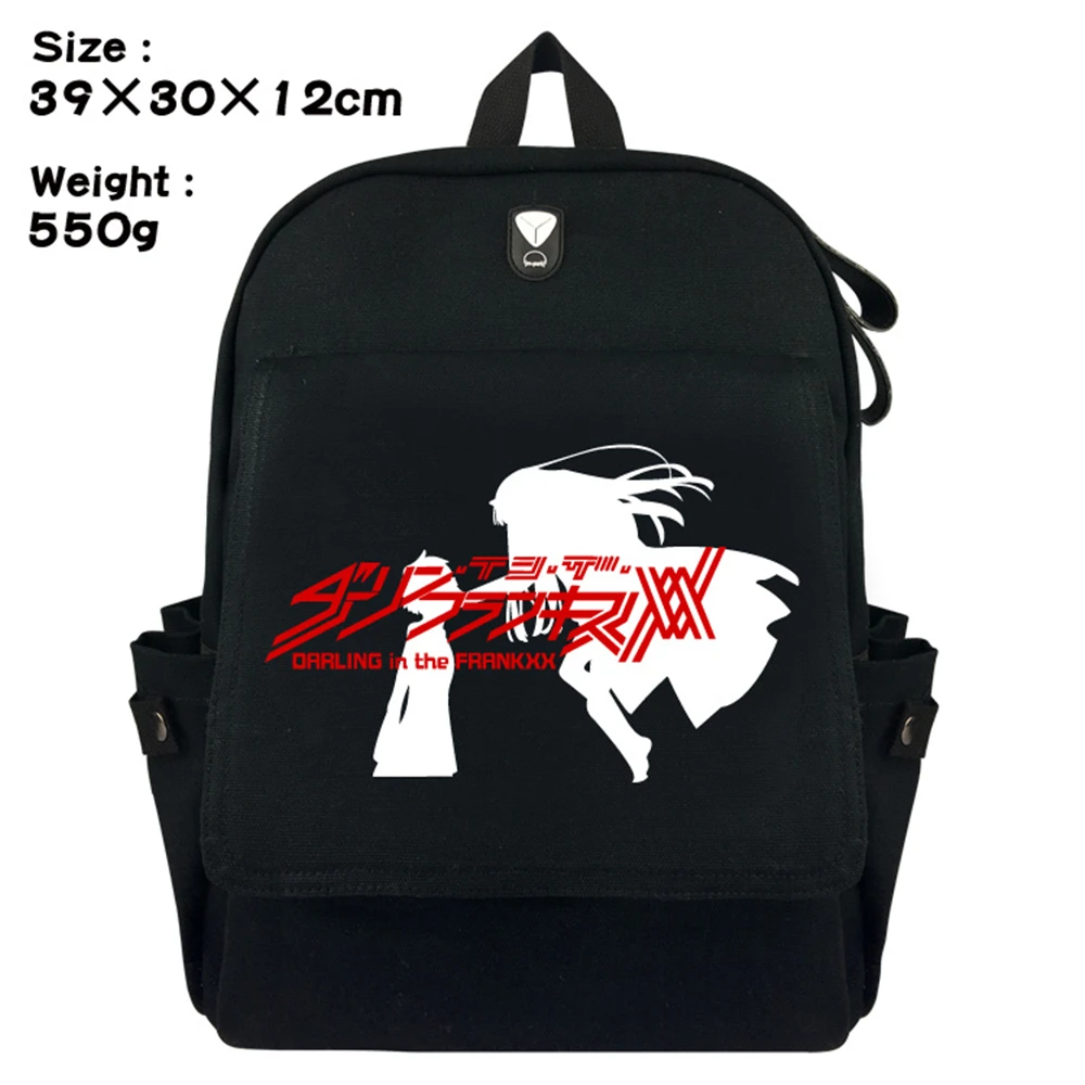 

DARLING in the FRANXX Canvas Casual Rucksack Student Backpack Zip Shoulders Bag Fashion School Bag Boys Girls Travel Laptop Bag
