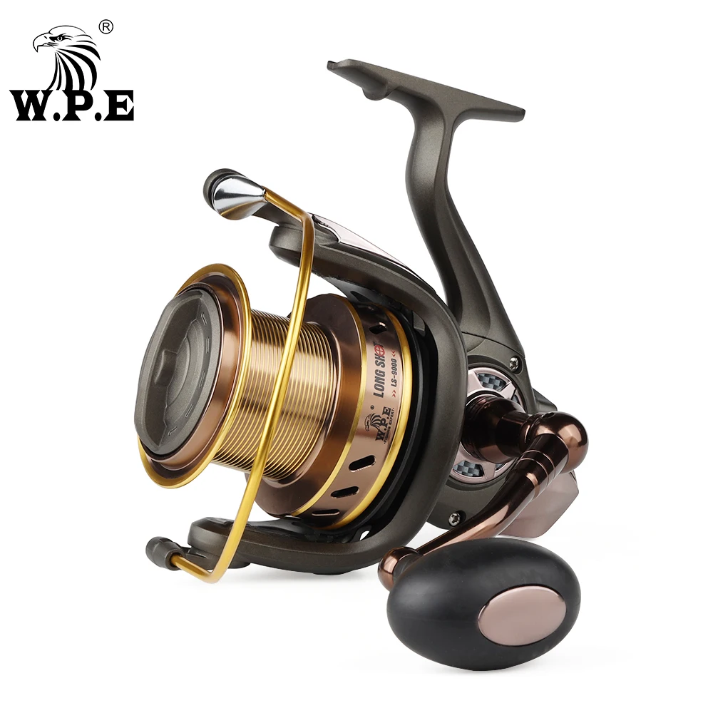 W.P.E LONG SHOT Series 9000 10000 Large Spinning Fishing Reel with Large Spool Fresh Water Carp Fishing Wheel Fishing Tackle