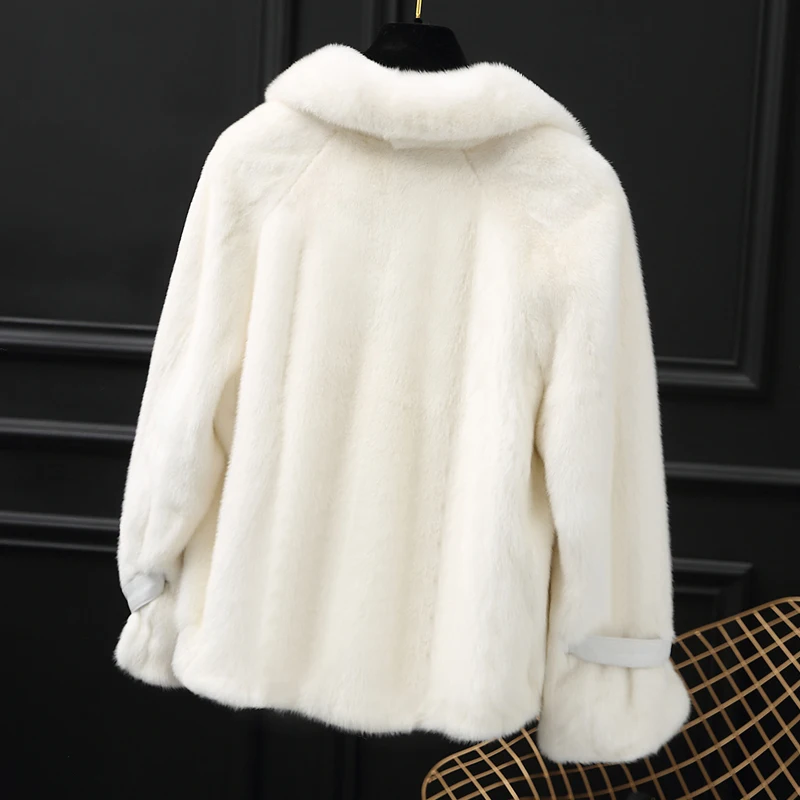 Шуба из натурального меха норки короткая цельный мех 2019 женская верхняя одежда