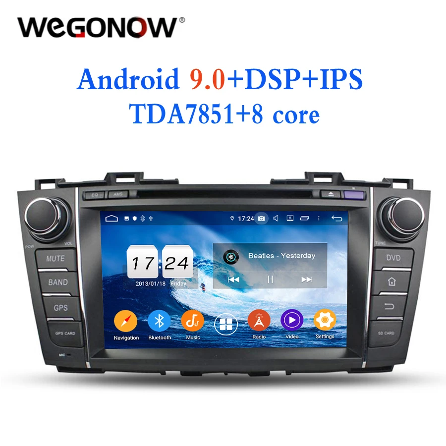 TDA7851 2DIN Android 9 0 Восьмиядерный 4 Гб ОЗУ для Mazda 5 Premacy 2009 2012 автомобильный dvd плеер gps