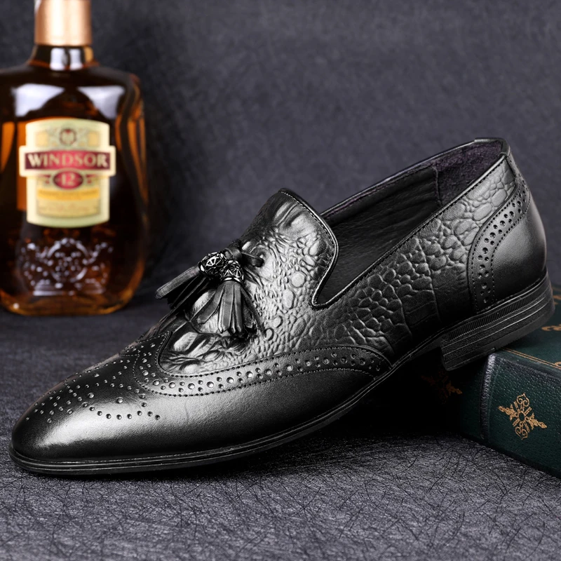Туфли мужские из натуральной кожи дизайнерские Роскошные лоферы броги