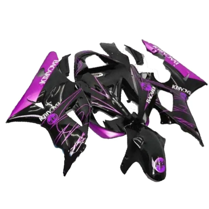 Комплект обтекателей для мотоцикла YZF R1 2000-2001 00 01 с фиолетовым пламенем и черным