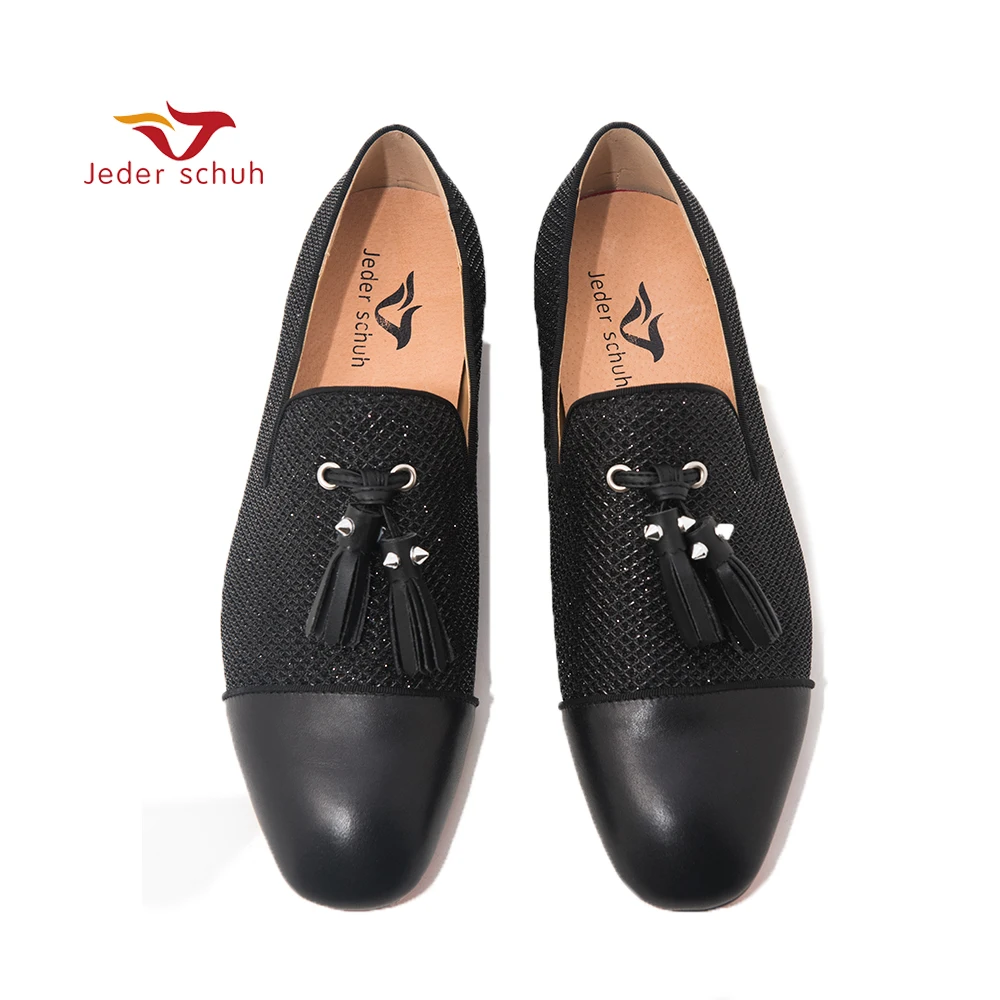 

Мужские мокасины Jeder Schuh, черные мокасины с 3D ячеистой поверхностью, с кожаными носками, для мужчин, обувь для банкета и свадьбы, мужские туфли на плоской подошве