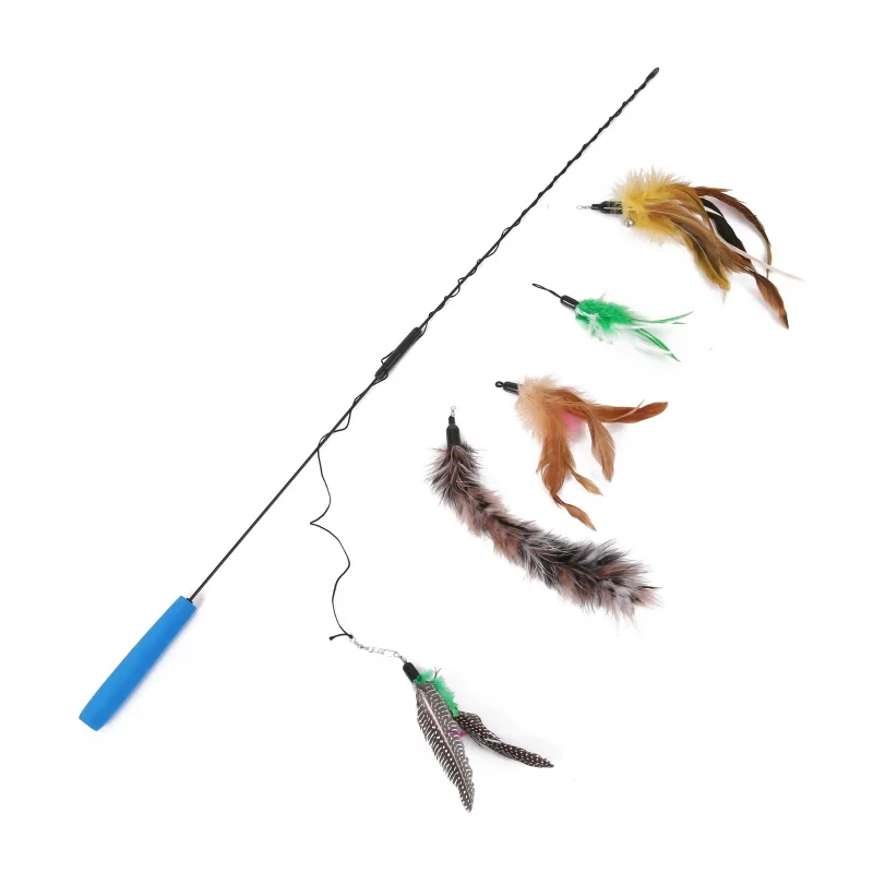 Забавная игрушка для кошек/котят игрушка-палочка питомцев с перьями щенков