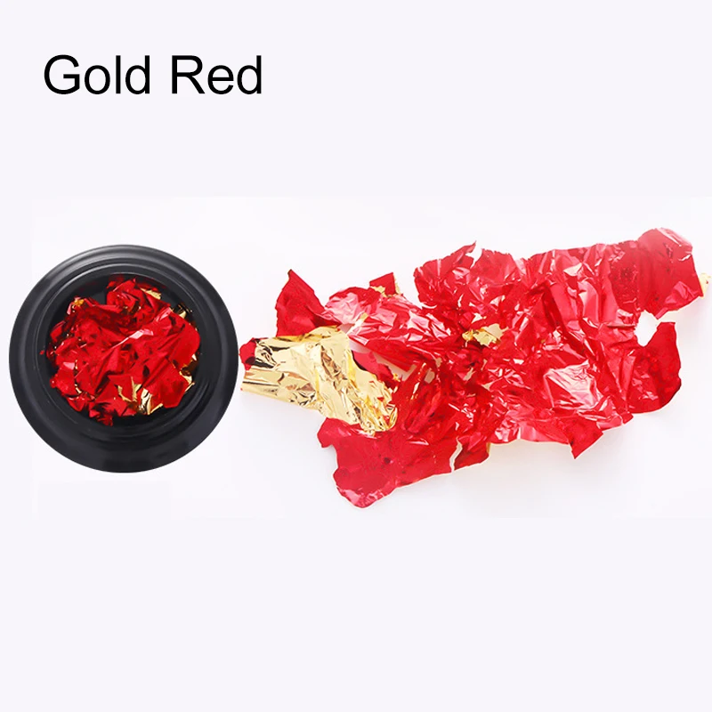 Gold red 0,7 г цветная фольга, бумага для ногтей, блестящая пудра, неровная блестка, хлопья для ногтей, блестки, украшение для ногтей, Гель-лак, маникюр - Цвет: Gold red