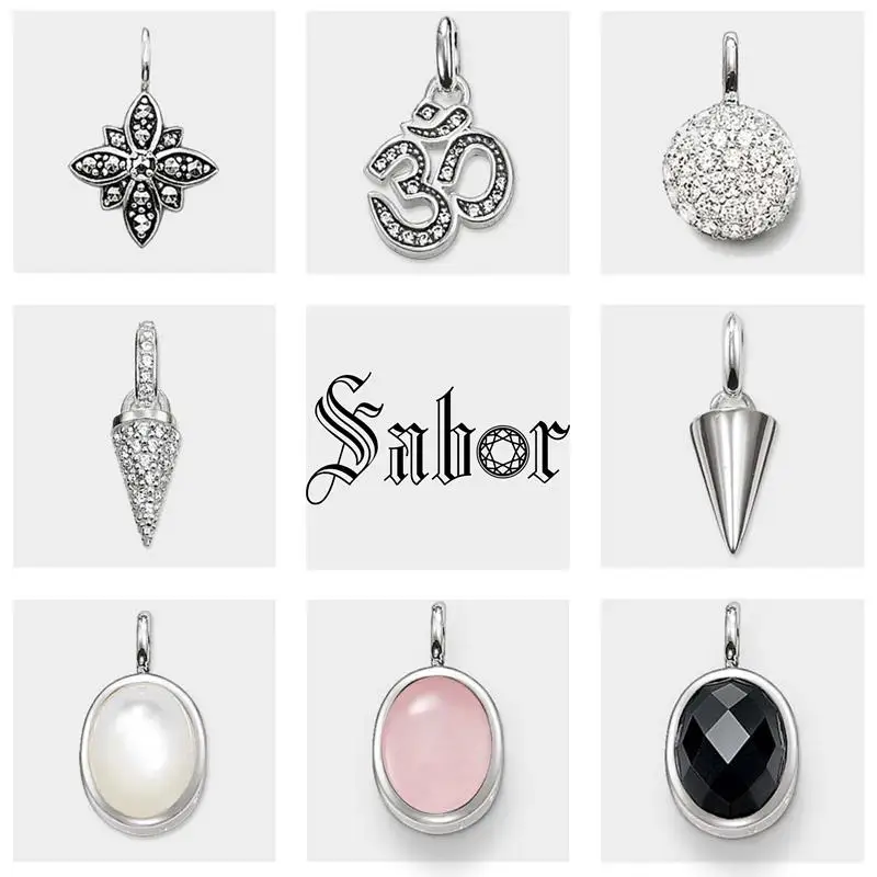 Бусы с марказитом цветок шипы подвеска OM модные ювелирные изделия серебряный