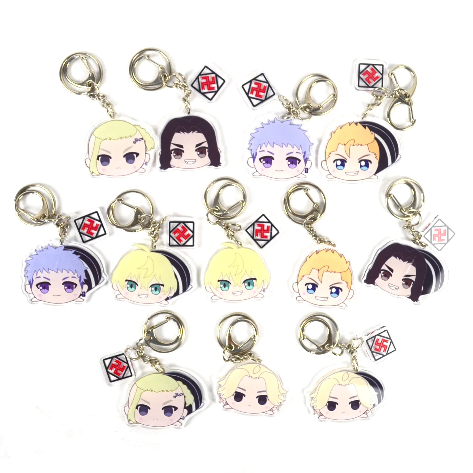 

Tokyo Revengers Anime Keychain Manjiro Cute Big Head Character Takemichi Hinata Atsushi Kawaii Keyring Acrylic Pendant Gift