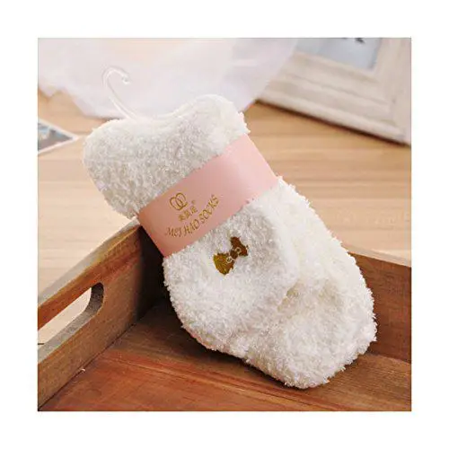 Носки женские пушистые ярких цветов с бантом на осень и зиму|Чулки| |