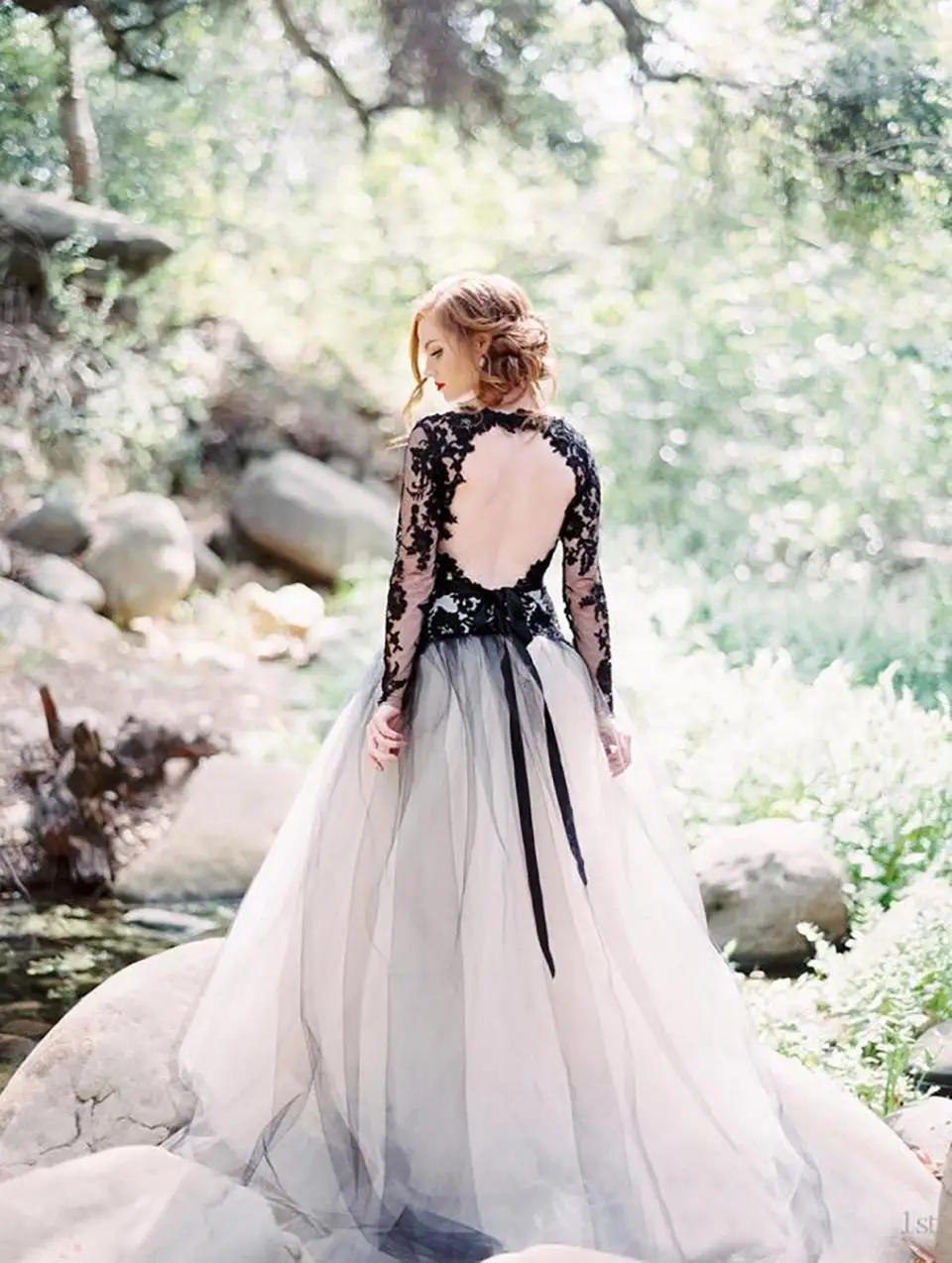 Новые черно белые винтажные свадебные платья в западном стиле с v образным